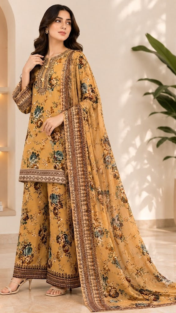 Embroidered 3 Piece Lawn Suit