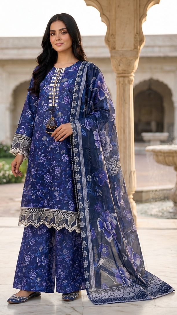 Embroidered 3 Piece Lawn Suit