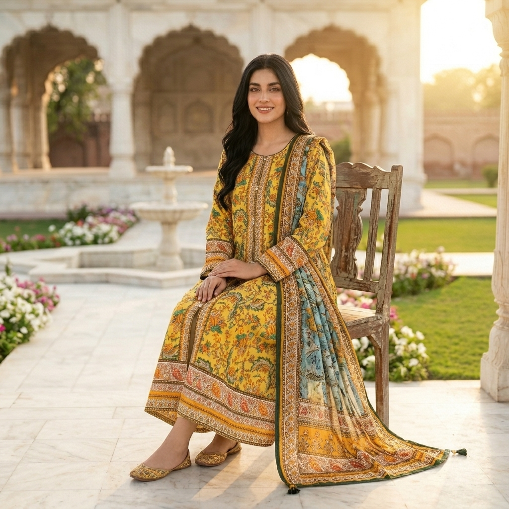 3-Piece Lawn Frock Suit