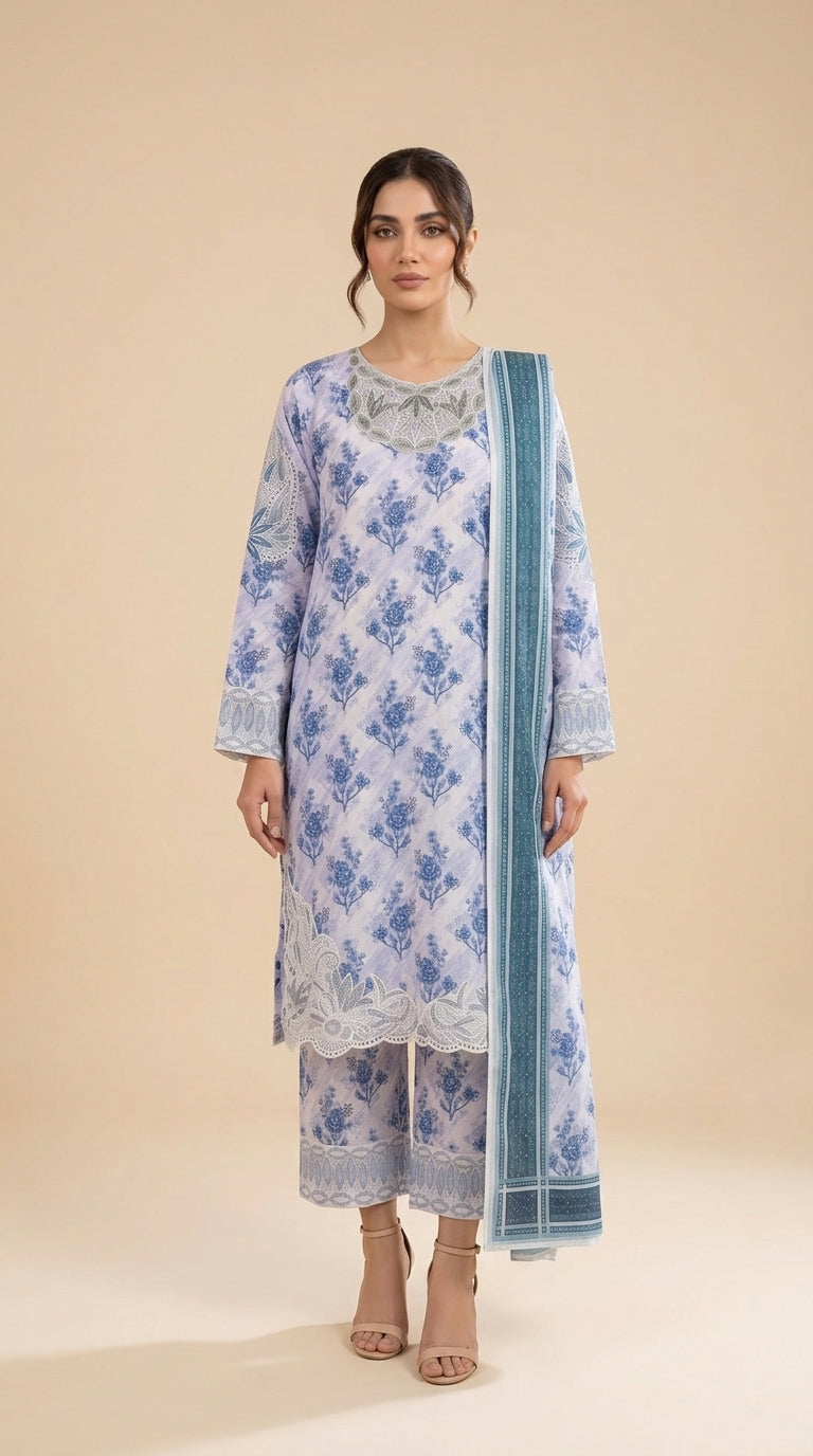 Floral 3-Piece Lawn Suit