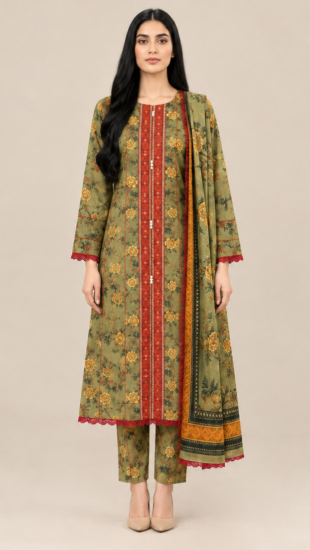 3 Piece Embroidered Lawn Suit