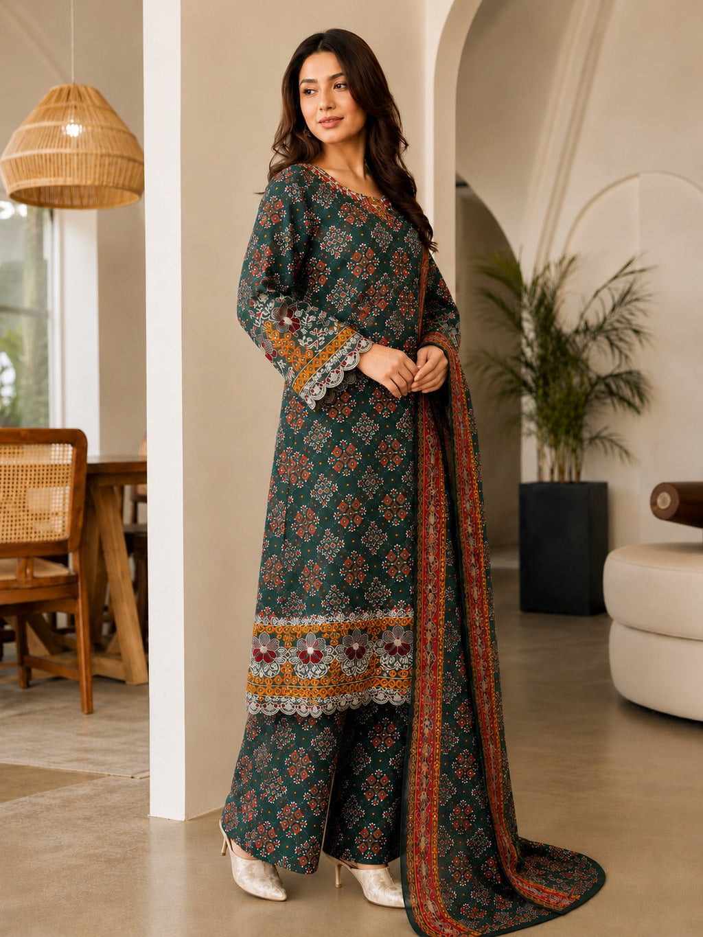3 Piece Embroidered Lawn Suit