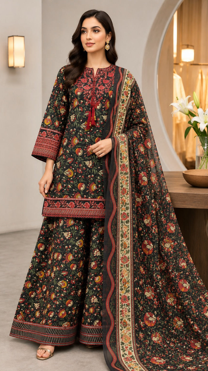 3 Piece Embroidered Lawn Suit