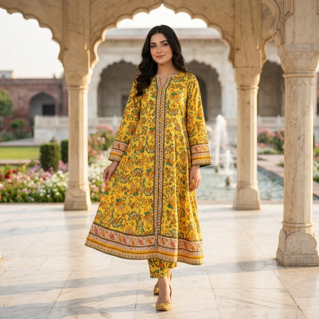 Mustard Floral Maxi 3 PC