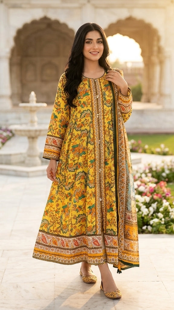 3-Piece Lawn Frock Suit