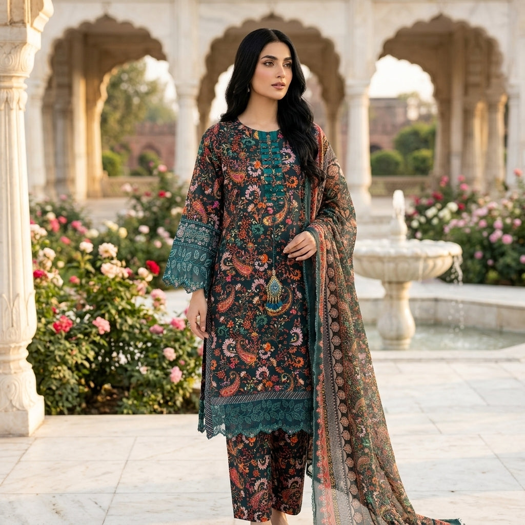 Embroidered 3 Piece Lawn Suit