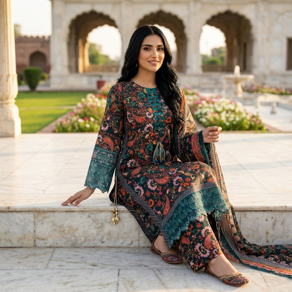 Embroidered 3 Piece Lawn Suit