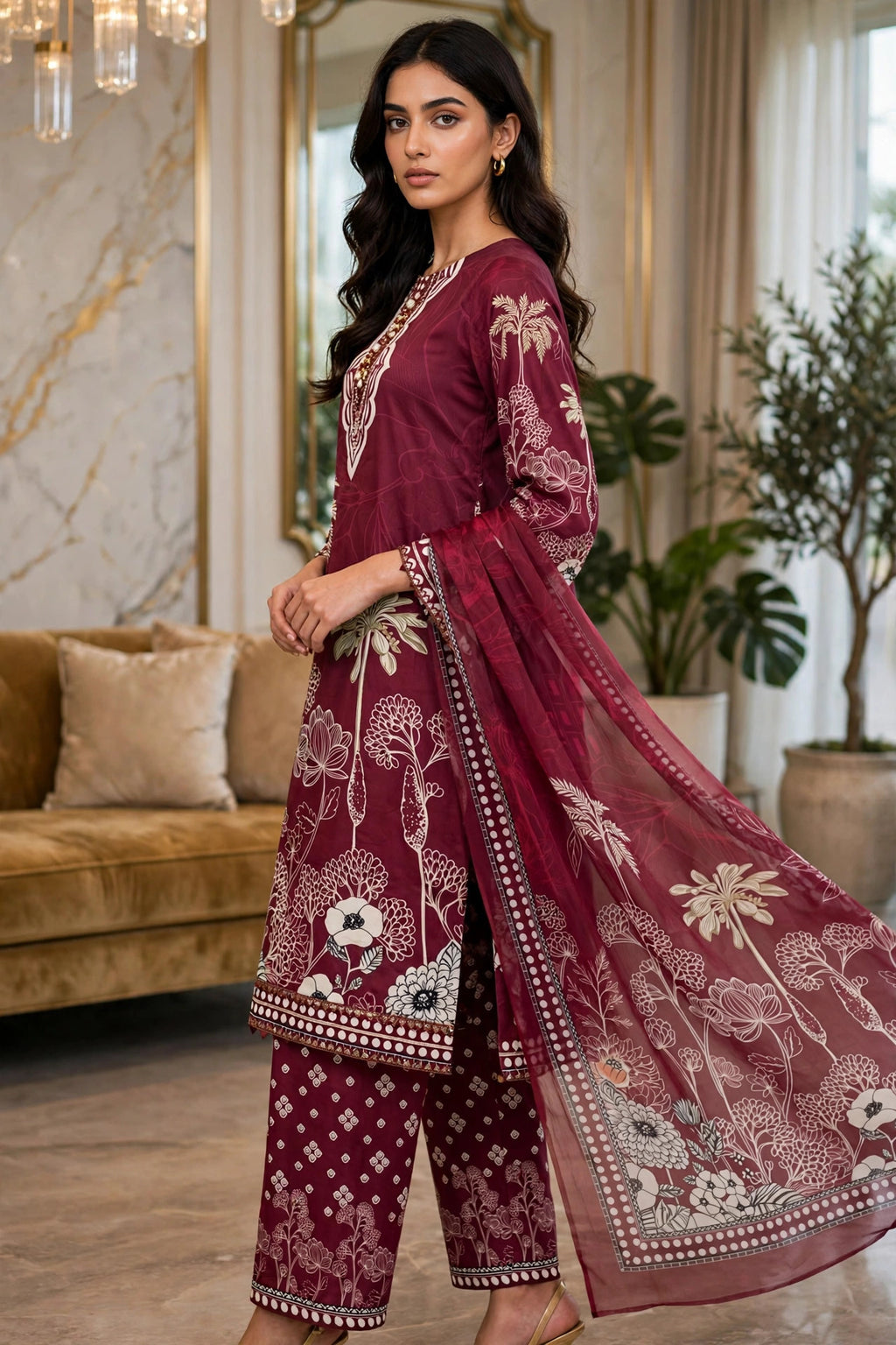 Printed 3 Piece Winter Suit