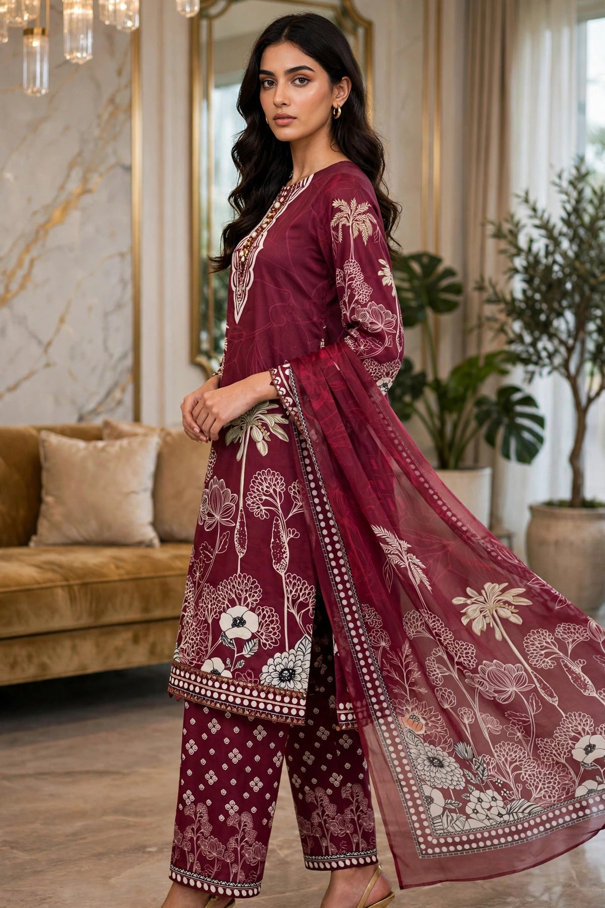 Printed 3 Piece Winter Suit