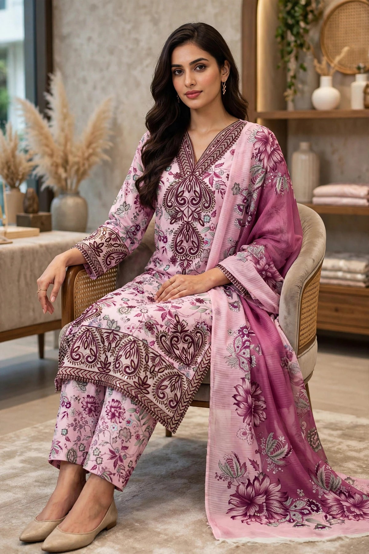 Mauve Pink 3 Piece Winter Suit