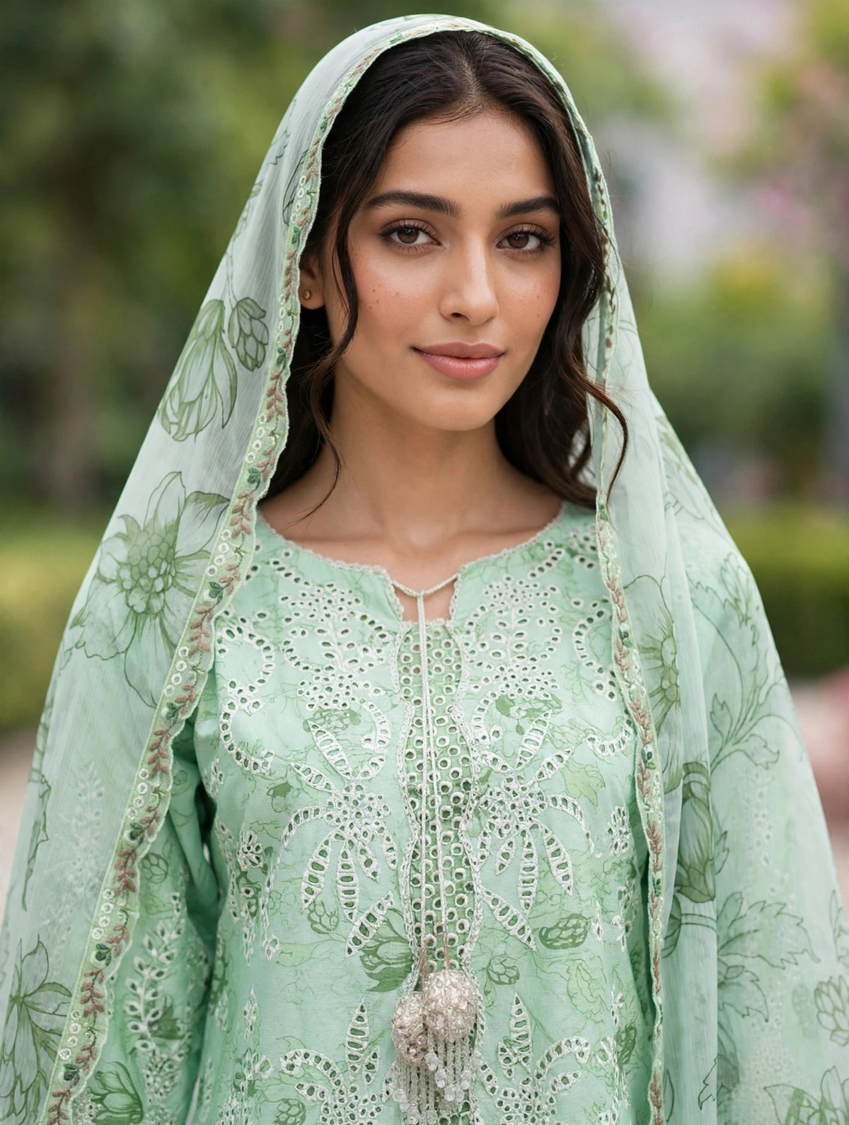 Mint Green Embroidered 3 Piece
