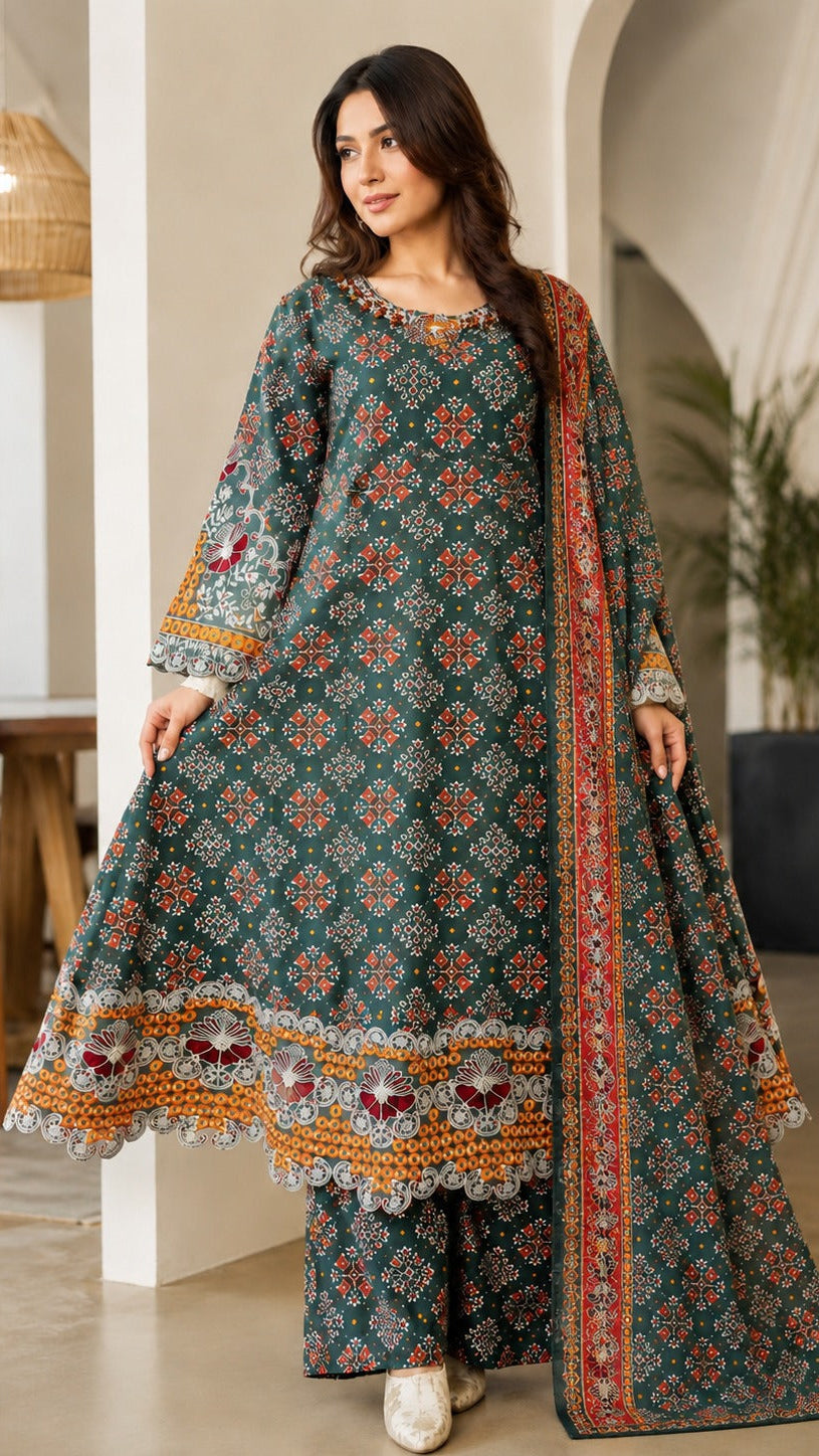 3 Piece Embroidered Lawn Suit