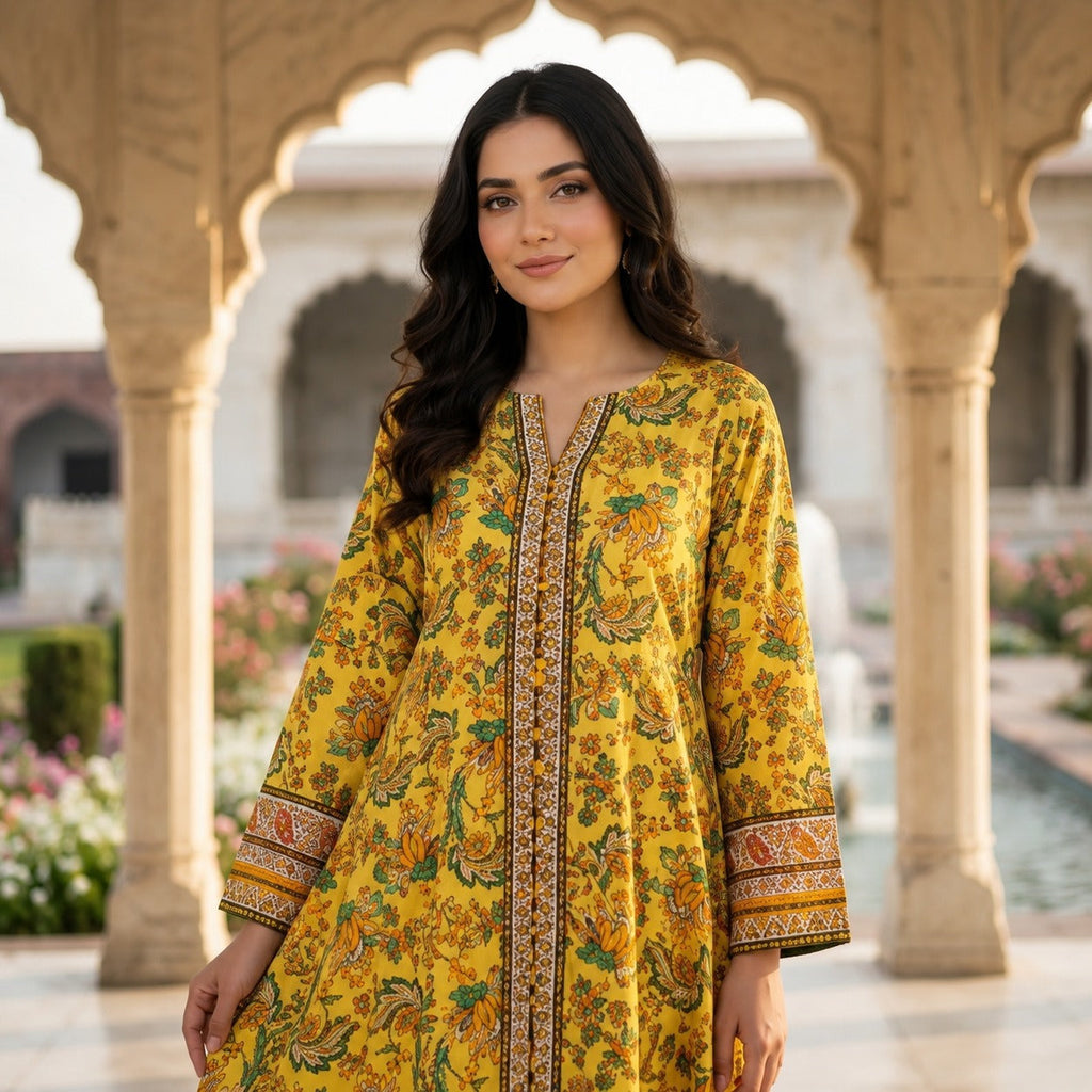 Mustard Floral Maxi 3 PC