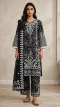 Black Embroidered 3 Piece