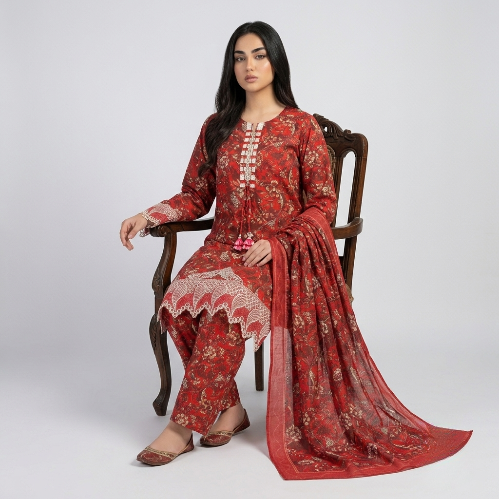 3 Piece Lawn Suit for Women