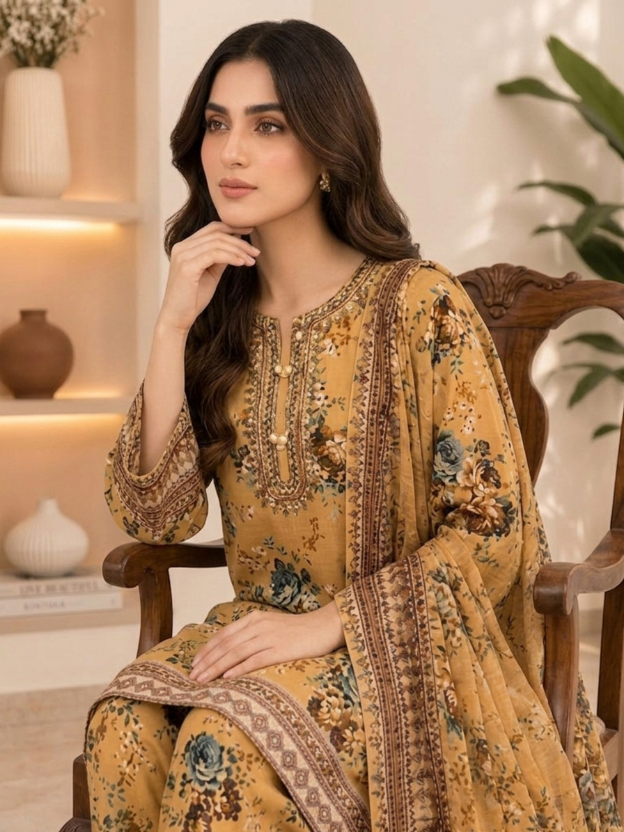 Embroidered 3 Piece Lawn Suit