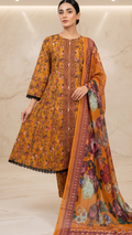 Floral Printed & Embroidered 3-Piece Suit