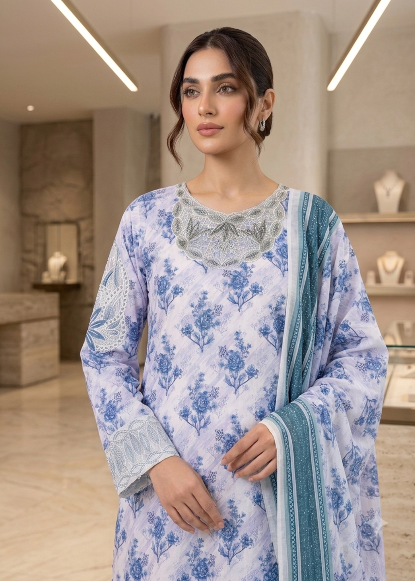 Floral 3-Piece Lawn Suit
